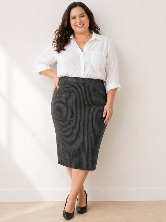 Universal Standard Dresses & Skirts - Universal Standard Ribbed Knit Patch Pocket Pencil Skirt Black M Plus Size 18 20